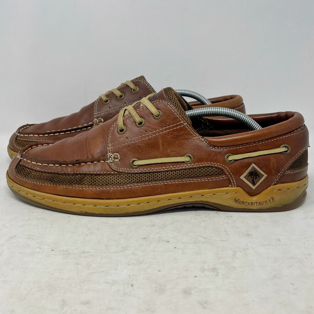 Margaritaville Brown Leather Boat Deck Shoes Mens Size 13